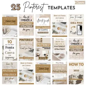 Brown Pinterest Canva Templates, Pinterest Pins Template, Pinterest Marketing