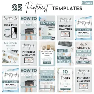 Blue Pinterest Canva Templates, Pinterest Pins Template, Pinterest Marketing