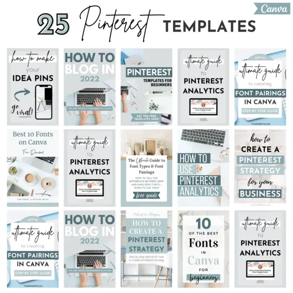 Blue Pinterest Canva Templates, Pinterest Pins Template, Pinterest Marketing