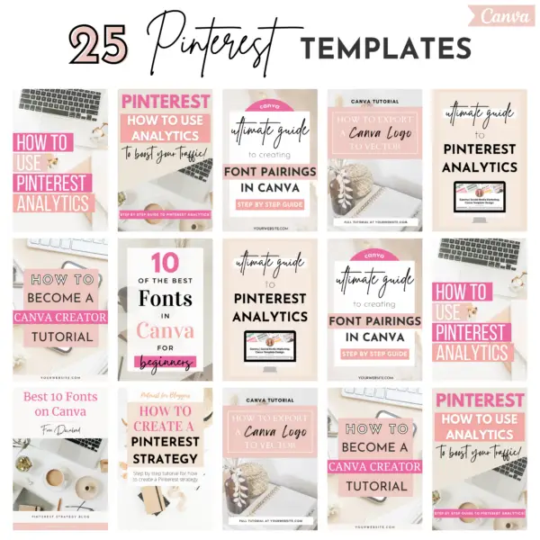 Pink Pinterest Canva Templates, Pinterest Pins Template, Pinterest Marketing