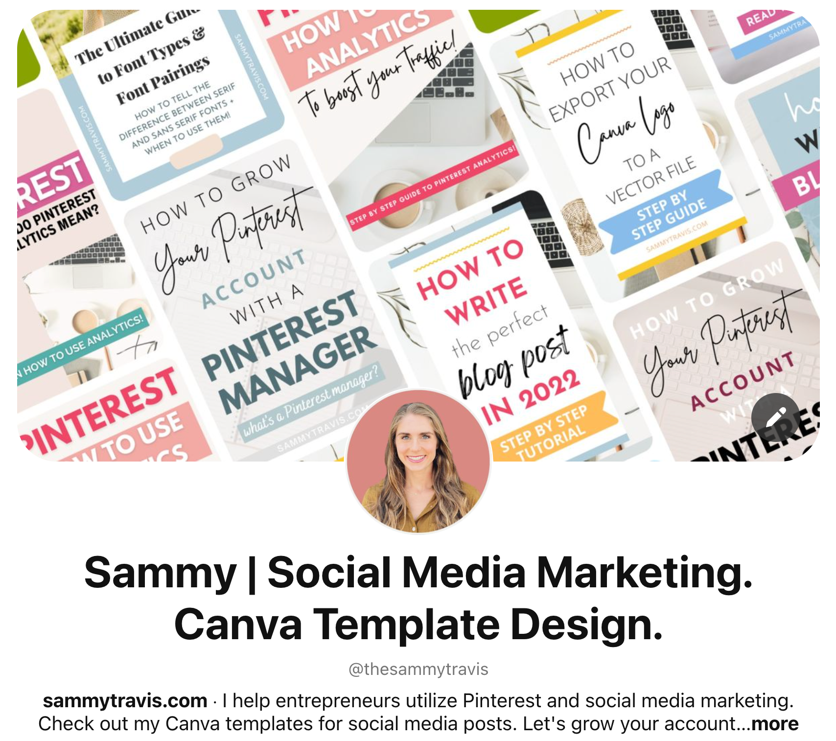 Pinterest Profile Cover Template Image, Pinterest Templates, Canva Template