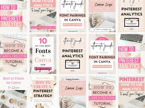 pink pinterest pin templates, pinterest pin canva template