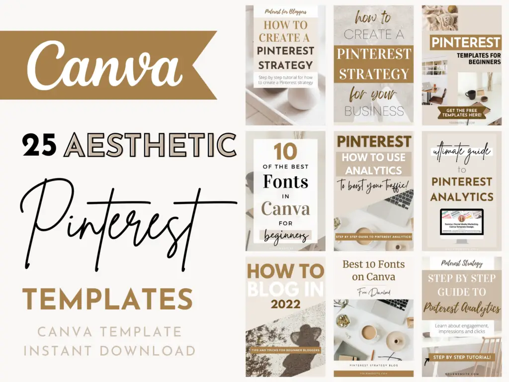 Brown Pinterest Canva Templates || Pinterest Pins Template, Pinterest Marketing