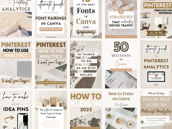 100 beige pinterest pin templates, pinterest pin canva template