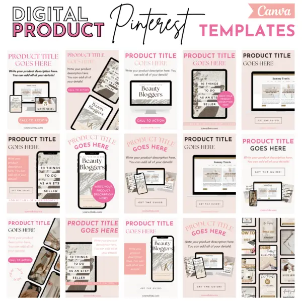 Pink Pinterest Pin Template, Pin Template, Pinterest Blogger Templates, Minimalist, lead magnet pins, product pinterest pins, lead magnet template