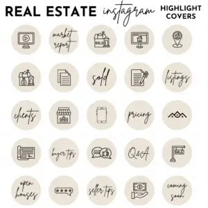 Minimalist beige realtor instagram highlight covers, Blogger template, Instagram template, Instagram highlight icons, influencer media kit