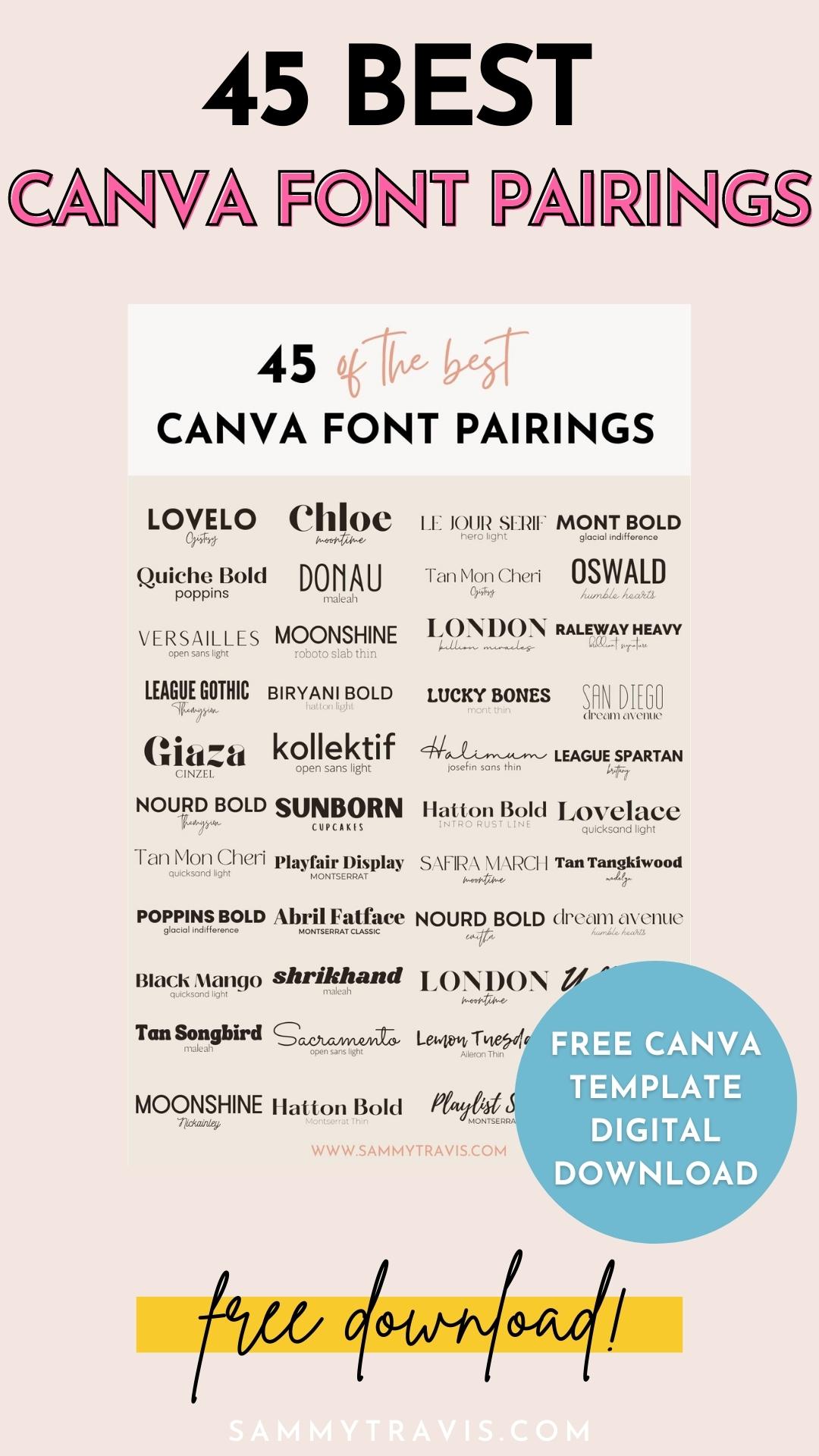 45 best Canva font pairings, best canva font combinations, best font pairings in canva, best font combinations in canva, best canva font parirings, best Canva font combos