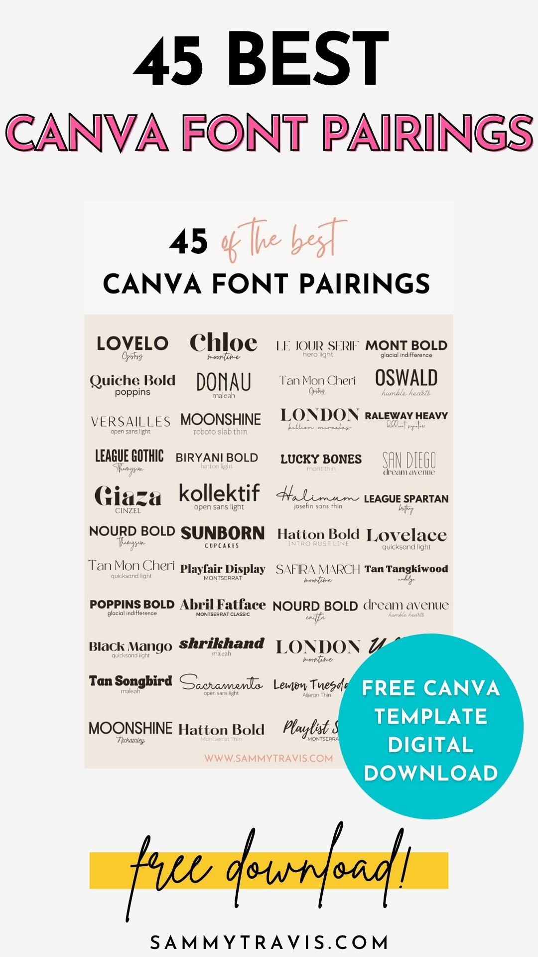 45 best Canva font pairings, best canva font combinations, best font pairings in canva, best font combinations in canva, best canva font parirings, best Canva font combos