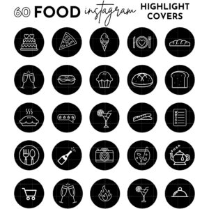 black food instagram highlight covers, Blogger template, Instagram template, black food Instagram highlight icons, influencer media kit