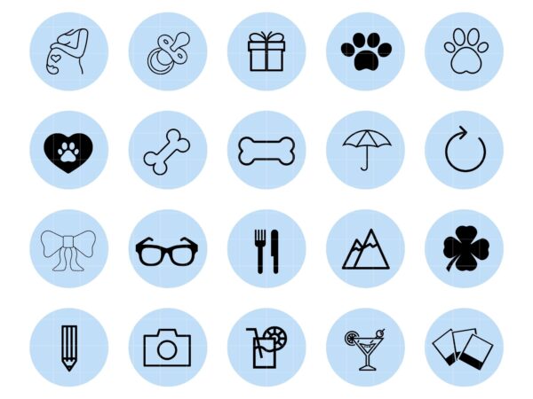 blue line art Instagram highlight Icons, Instagram Template, Influencer Media Kit, Instagram Stories, blue Instagram Branding, highlight Icon, blogger instagram templates