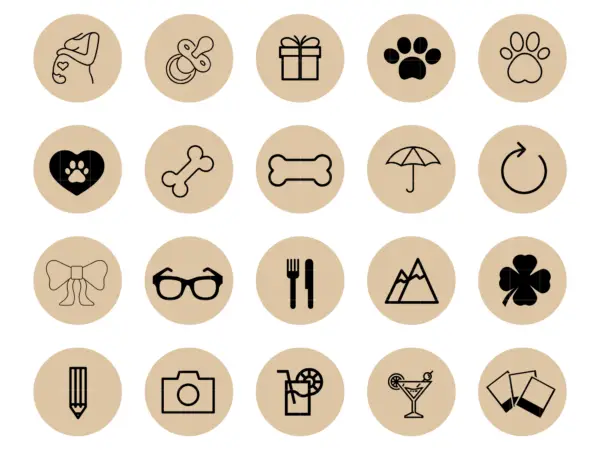 Brown Instagram Highlight Icons, Instagram Template, Influencer Media Kit, Brown Instagram Stories, Brown Instagram Branding, Highlight Icon, Blog