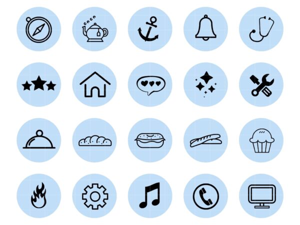 blue line art Instagram highlight Icons, Instagram Template, Influencer Media Kit, Instagram Stories, Instagram Branding, highlight Icon, blogger instagram templates