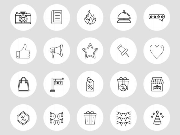 white food line art Instagram highlight Icons, Instagram Template, Influencer Media Kit, Instagram Stories, white food Instagram Branding, highlight Icon, blogger instagram templates