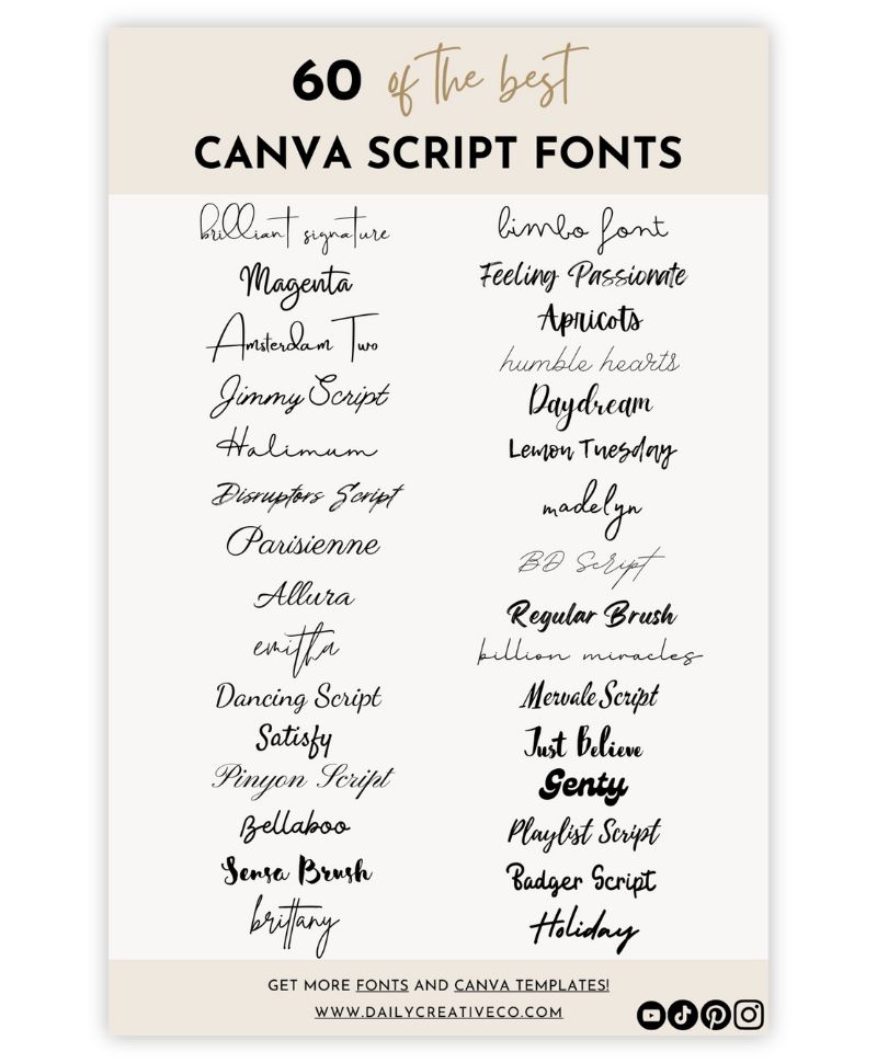 best canva script fonts template - free canva template instant download