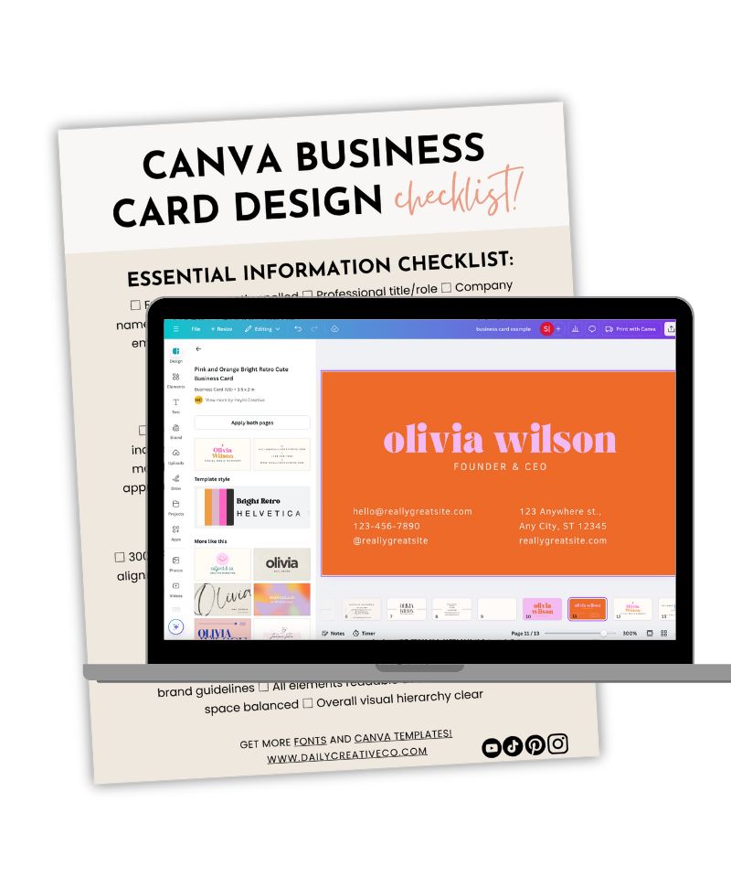 canva business card design checklist