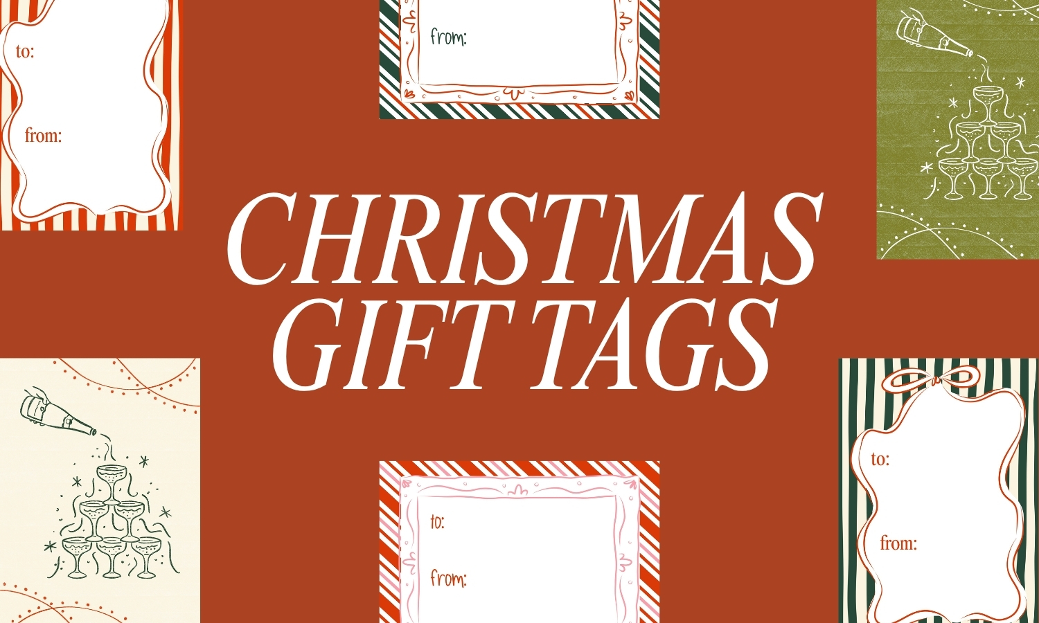 Printable holiday gift tags PDF with simple striped and framed Christmas tag designs, holiday gift tags, printable holiday gift tags, christmas gift tags printable, holiday gift tags pdf
