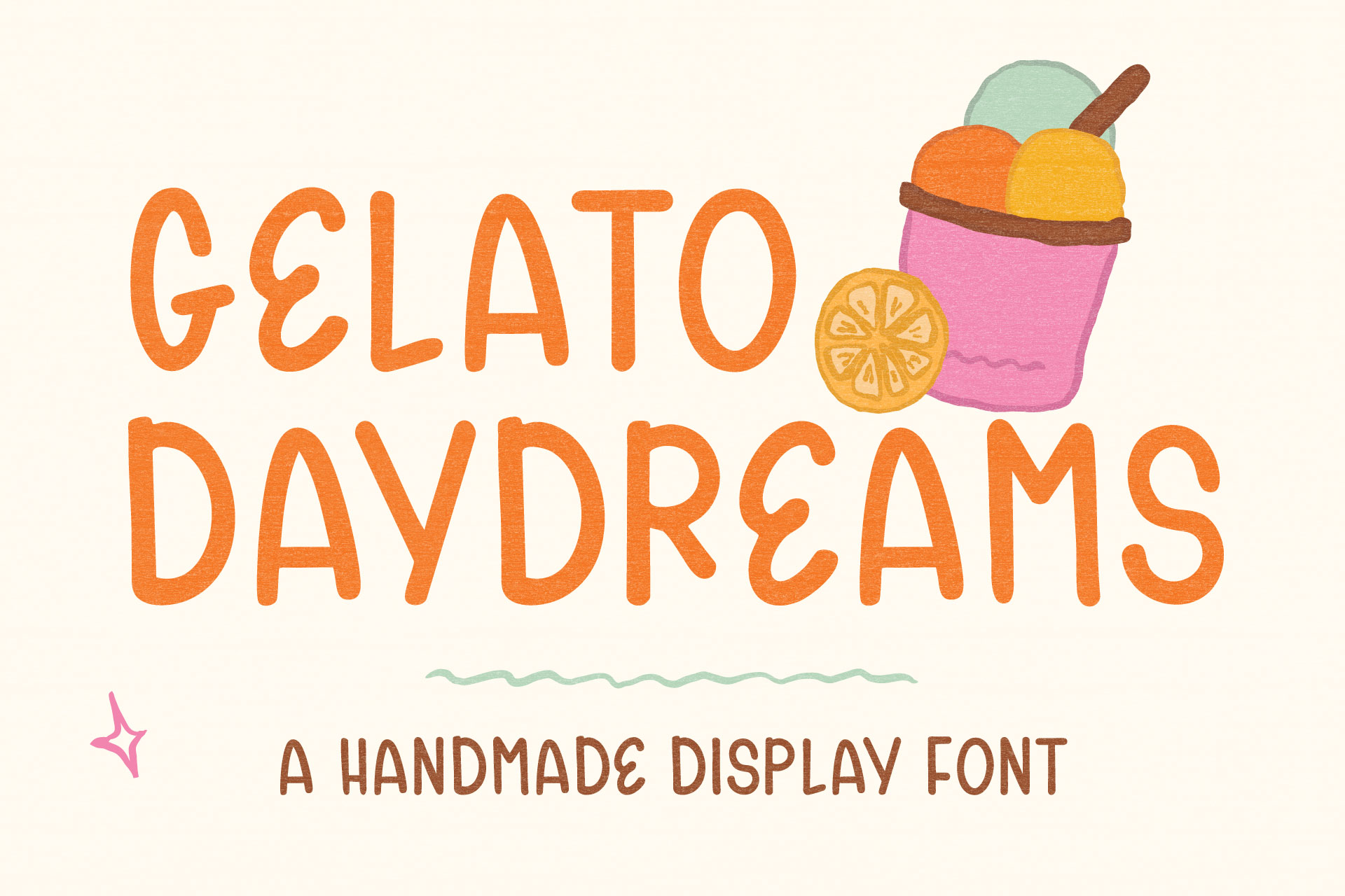 Font pairing ideas for Gelato Daydreams hand drawn display font with simple serif and sans serif fonts