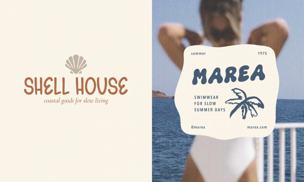 Bold, nostalgic beach club identity built around The Bubble Club display font with saturated color and confident scale.